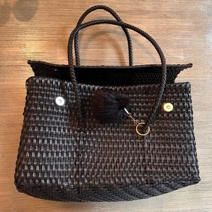 Black Mexican Oaxacan style woven tote NWT